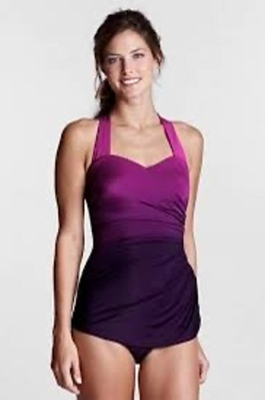 Lands' End Women's Tonal
Ombre Tunic One Piece Slender
Suit SZ 16  Purple Modest